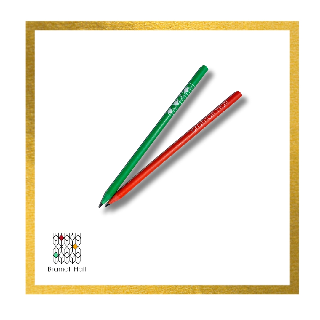 Bramall Hall pencils, one red and one green