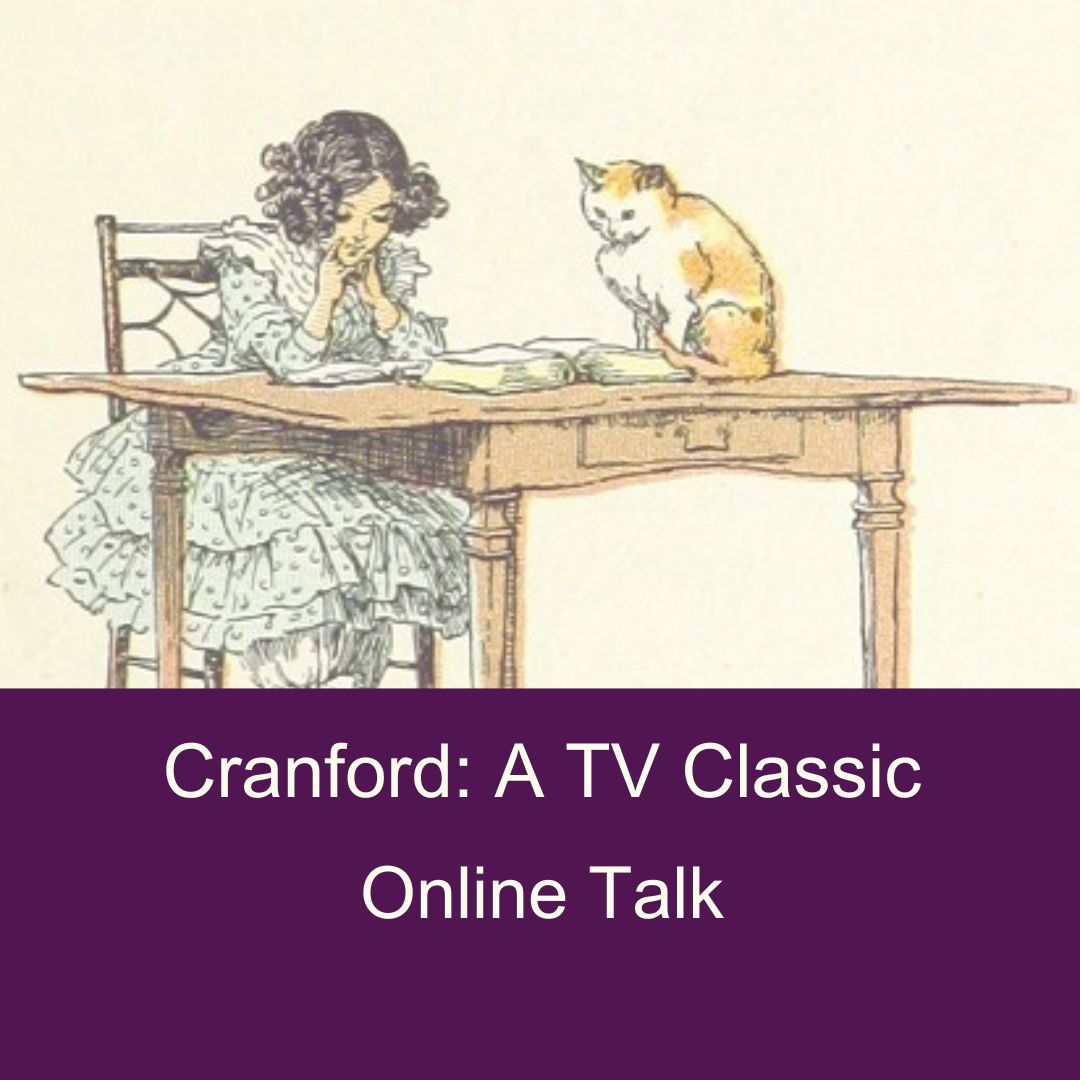 Cranford A Tv Classic Online Talk with illustration of girl reading with cat