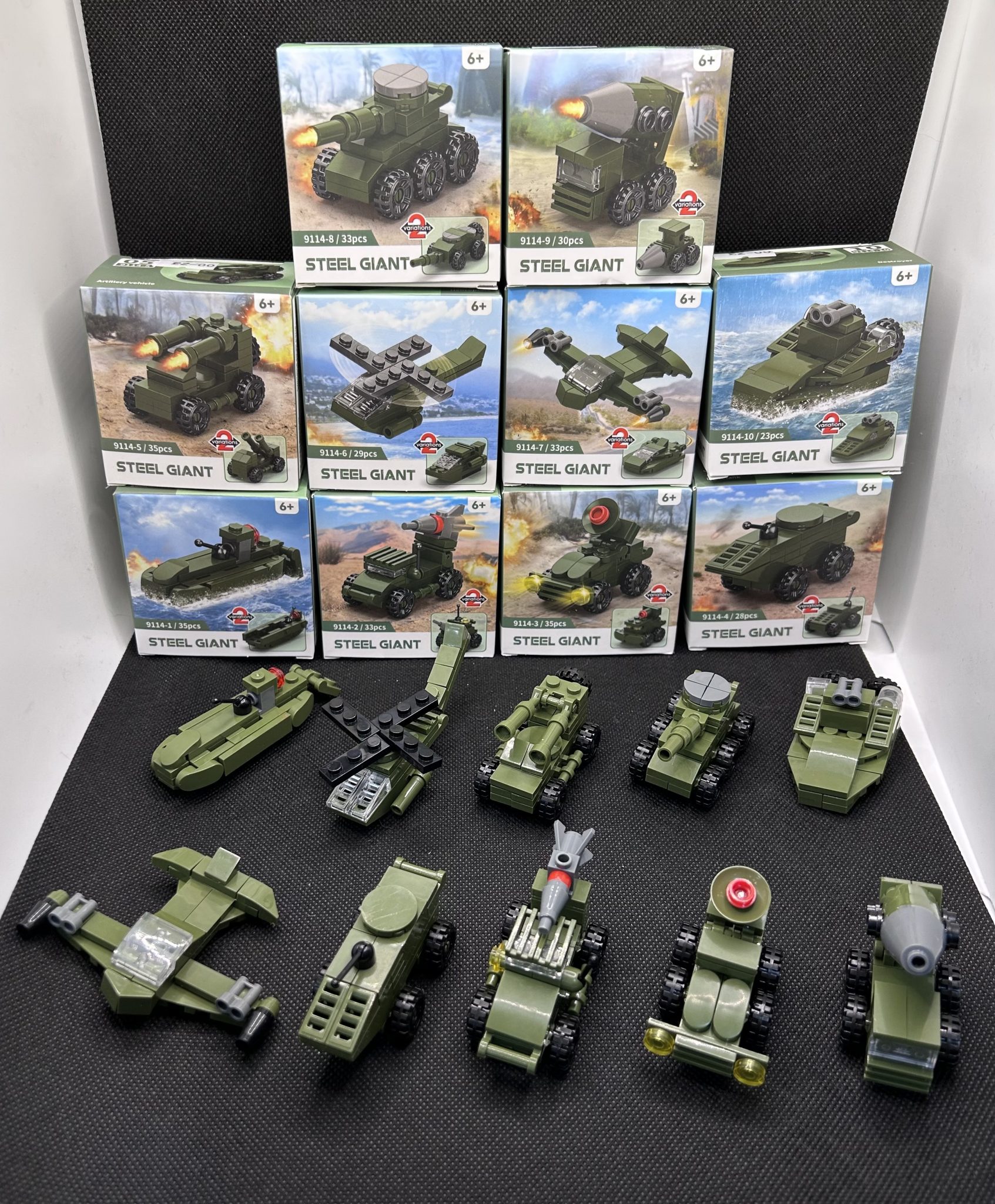 Set of 10 Mini Brick Military Vehicles